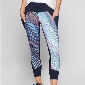 Athleta Women's Mosaic Relay Capri Multicolor Geometric Print Leggings